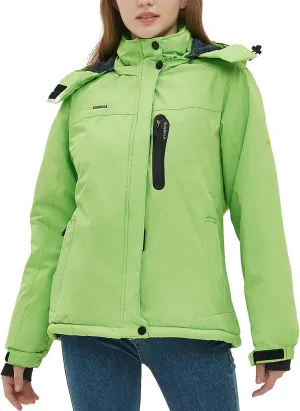 Women‘s Waterproof Winter Jacket Skiing Warm Fleece Snow Coat Hooded Windproof Raincoat S-3XL