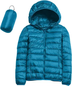 Women's Winter Coats Lightweight Packable Hooded Puffer Jacket Warm Down Coat Ski Coat Long Sleeve Zip Up Quilted Overcoat