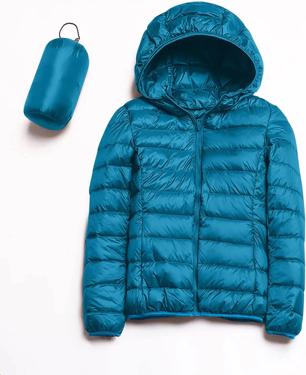 Women's Winter Coats Lightweight Packable Hooded Puffer Jacket Warm Down Coat Ski Coat Long Sleeve Zip Up Quilted Overcoat