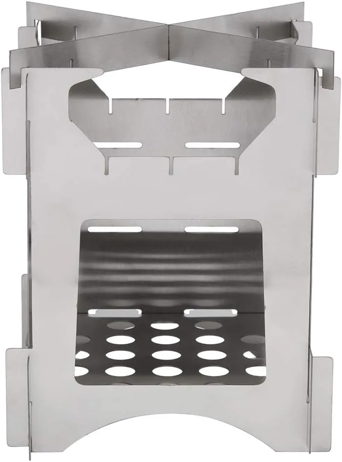 Wood Burning Stove, Portable Stainless Steel Folding Wood Burning Stove, Picnic BBQ Cooker Camping Grill, Mini Lightweight Cooker with Carry Bag for Outdoor Camping Travel Hiking Picnic