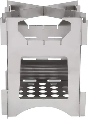 Wood Burning Stove, Portable Stainless Steel Folding Wood Burning Stove, Picnic BBQ Cooker Camping Grill, Mini Lightweight Cooker with Carry Bag for Outdoor Camping Travel Hiking Picnic