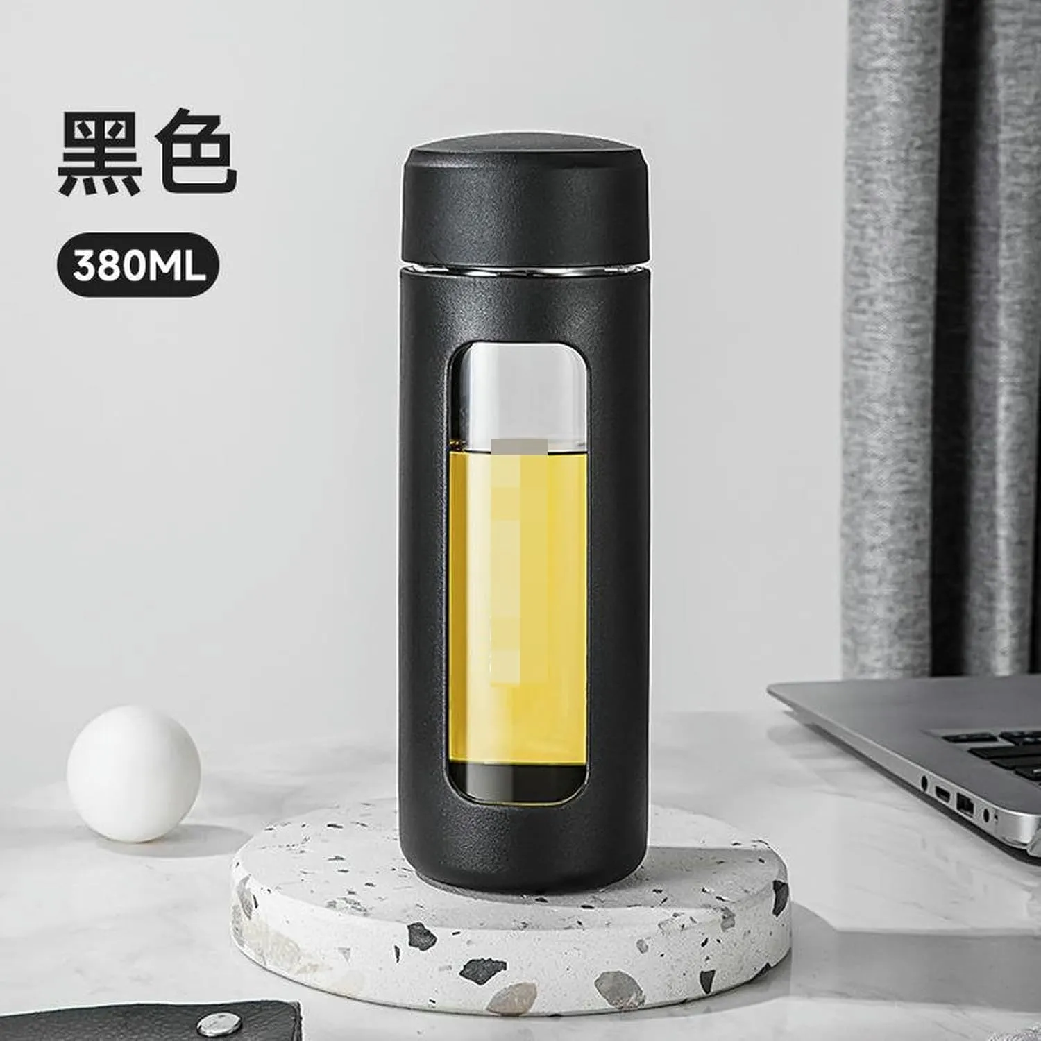 Work Portable Water Bottle with Filter - Black 380ml