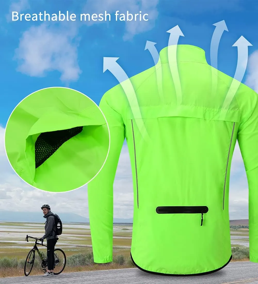 WOSAWE Men's Cycling Wind Jacket Reflective Ultralight Windbreaker