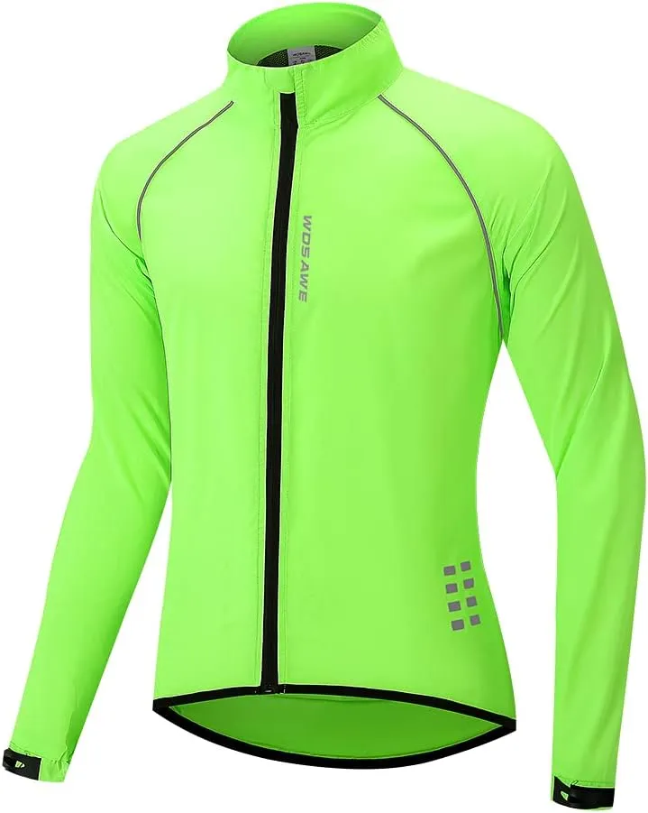 WOSAWE Men's Cycling Wind Jacket Reflective Ultralight Windbreaker