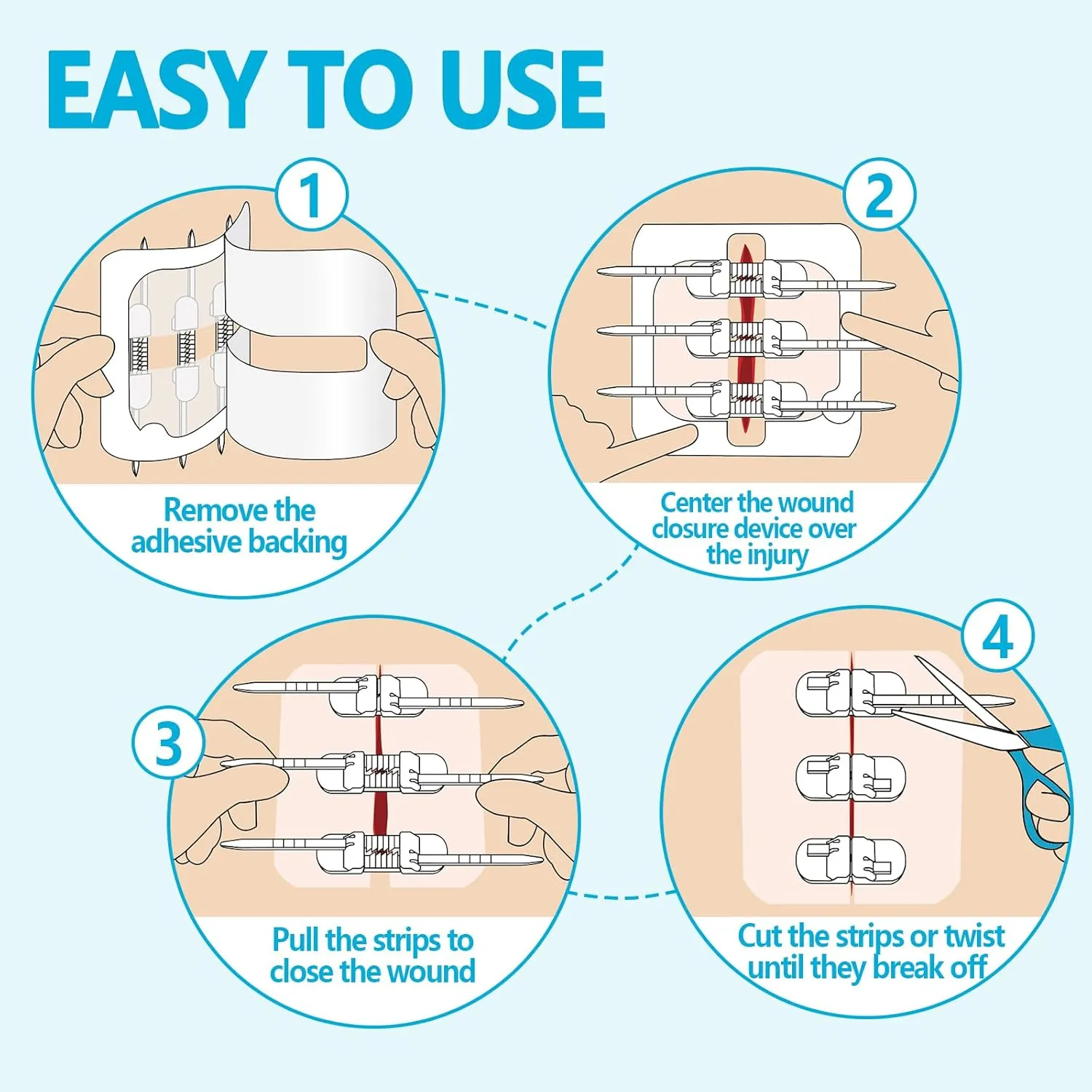 Wound Closure Strips - 4 Pcs Butterfly Bandaids Extra Large Emergency Laceration Closures Kits Bandages for Big Wound Care, Hospital Grade Rapid Skin Closure for Home, Outdoor