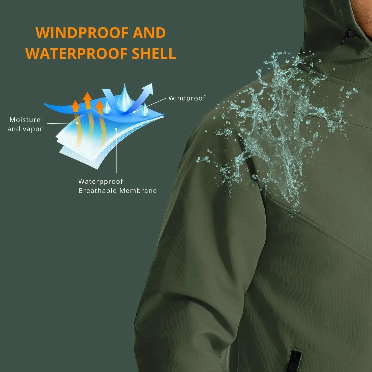 Wulibike Rain Jackets Women Waterproof Softshell Cycling Fleece Windbreaker Cold Weather Running Jacket Hooded Hiking Coat