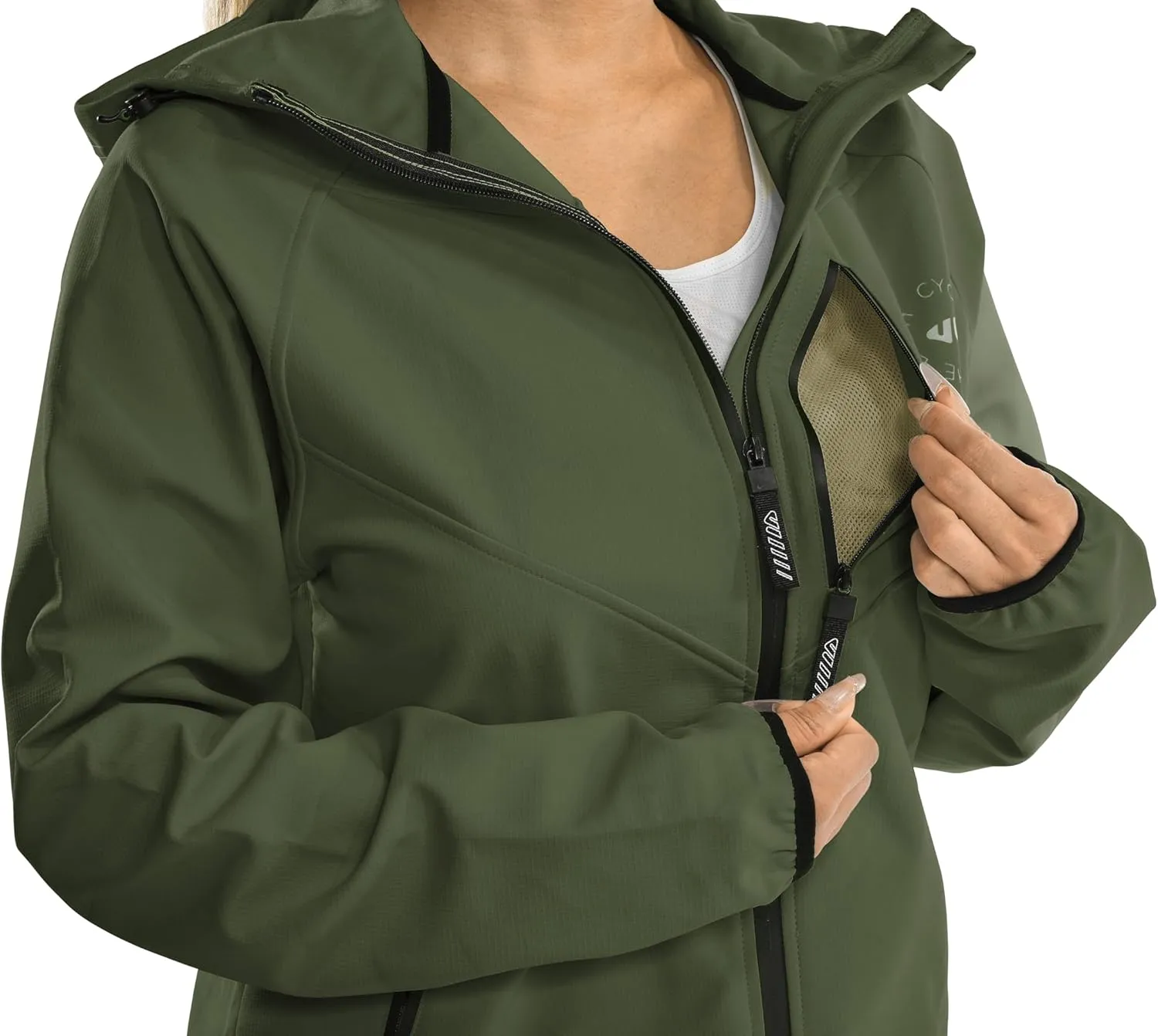 Wulibike Rain Jackets Women Waterproof Softshell Cycling Fleece Windbreaker Cold Weather Running Jacket Hooded Hiking Coat