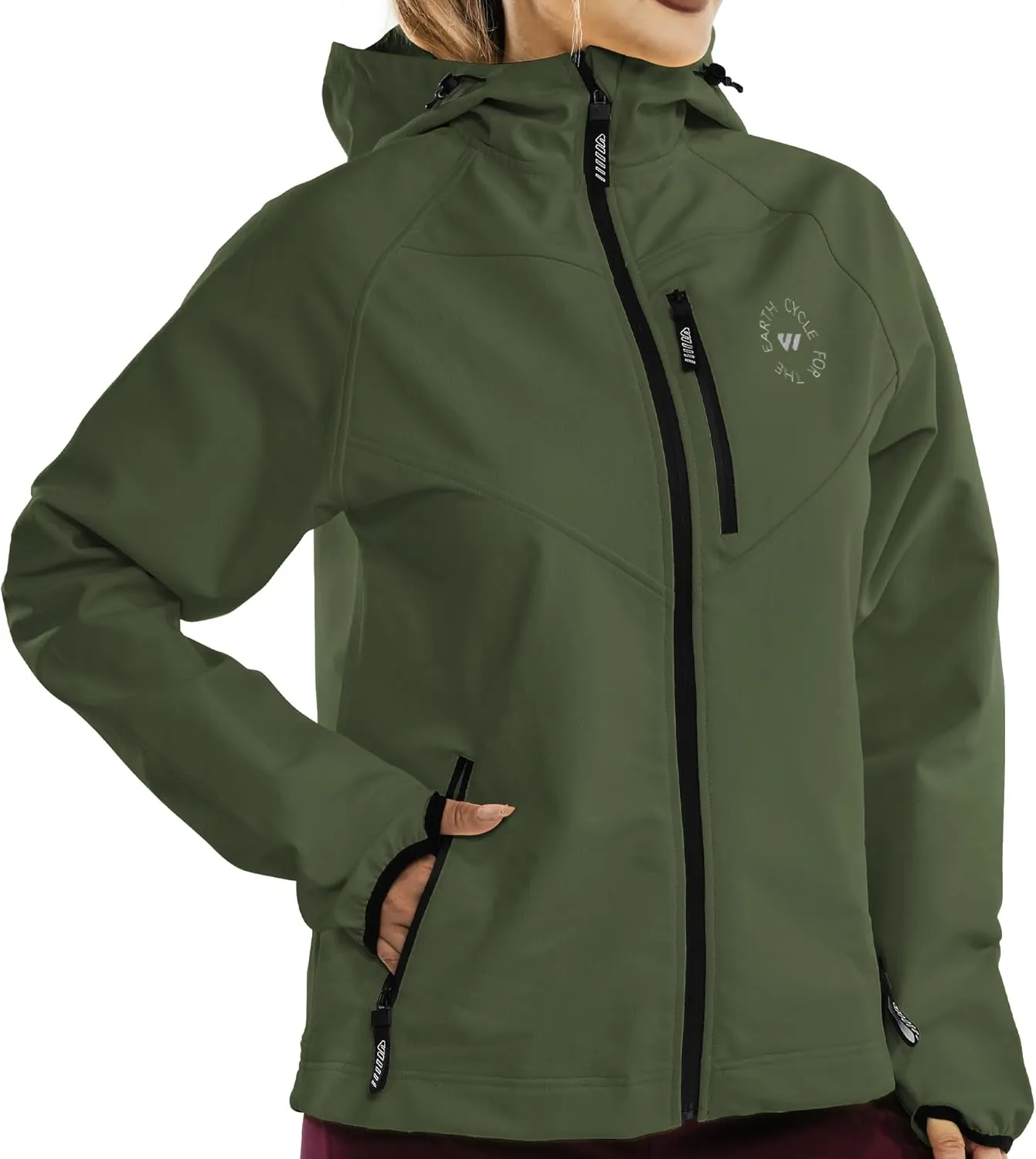 Wulibike Rain Jackets Women Waterproof Softshell Cycling Fleece Windbreaker Cold Weather Running Jacket Hooded Hiking Coat