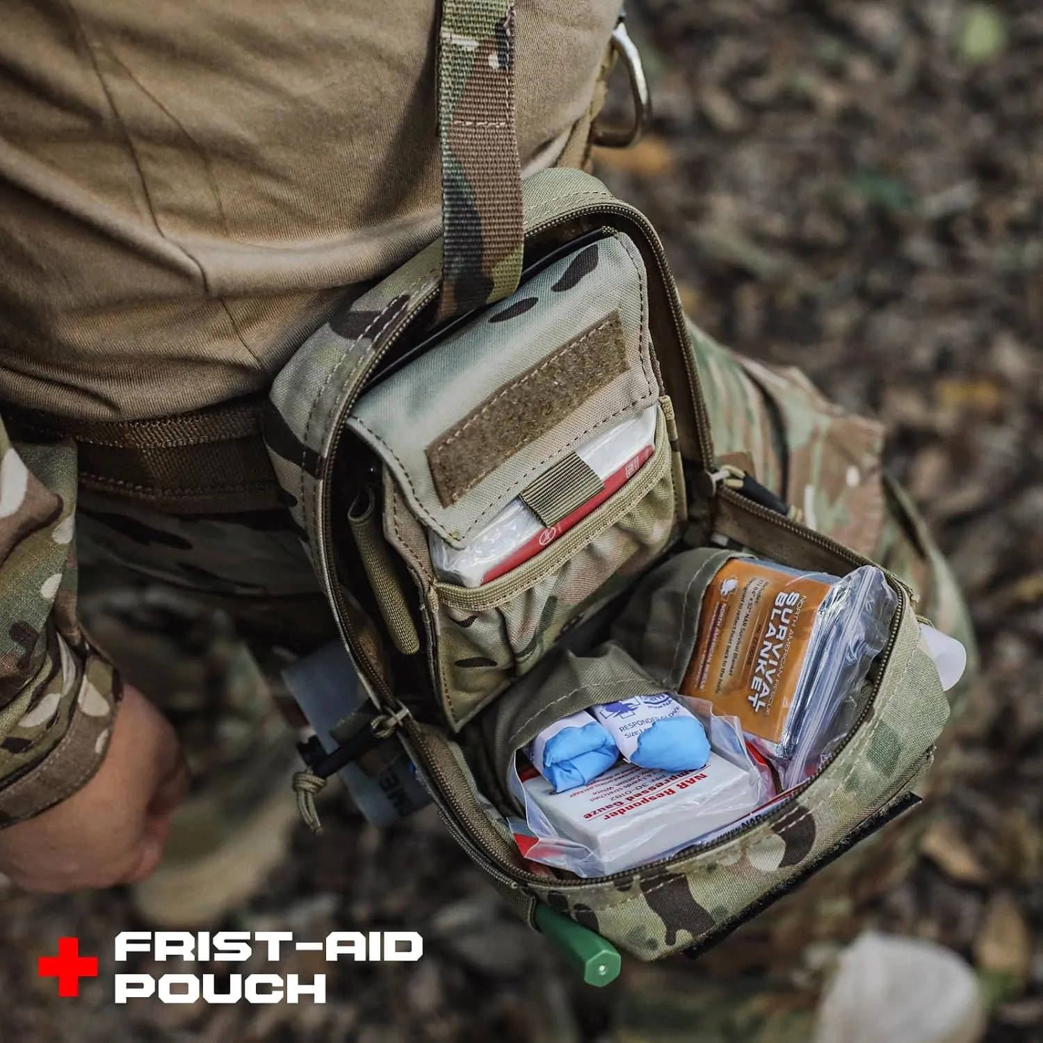 WYNEX IFAK Molle First Aid Pouch，Tactical Medical Pouches Trauma kit Med Belt Bag Small Portable Utility Emergency Survival Kit Include Cross Patch