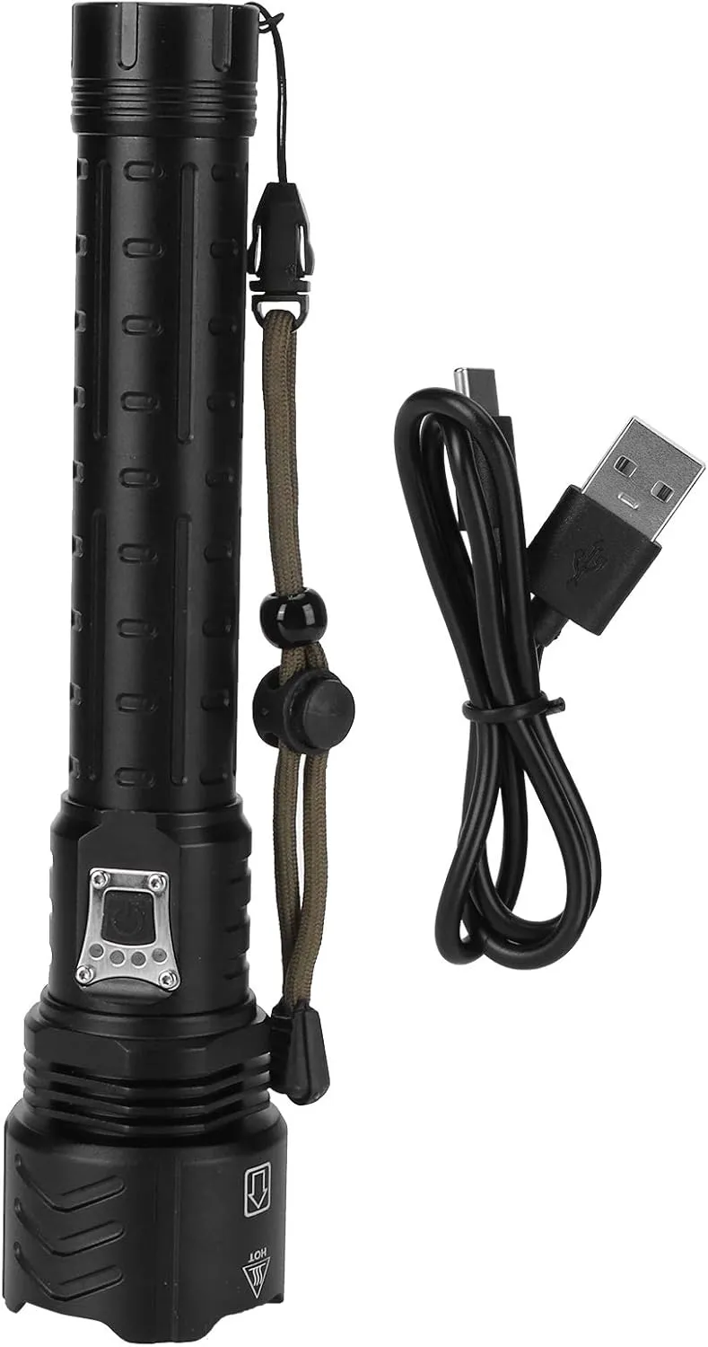 XHP90 Telescopic Zoom Flashlight 3000lm Electric Torch with USB Charging for Outdoor Adventure Travel Mountaineering Hiking Emergency