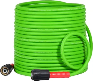 YAMATIC Flexible Pressure Washer Hose 75FT, 3200 PSI 1/4'' Power Washer Hose Replacement for Gas&Electric Washer, Kink Resistant Extension Leak-Free M22 Fittings, Green