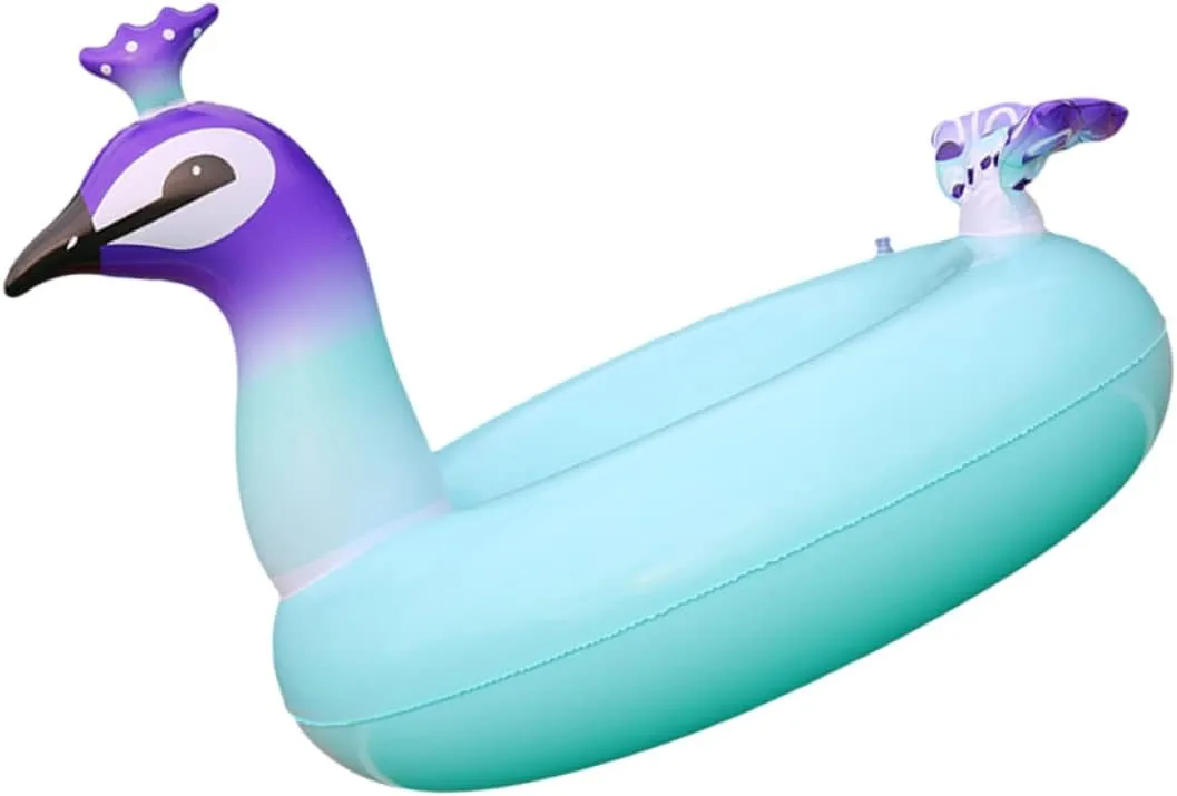 Yardwe 90cm Adult Boys and Girls PVC Inflatable Peacock Swimming Ring Floating Row Leakproof