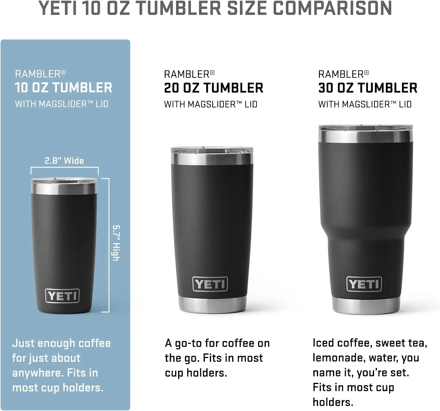 YETI Rambler 10 oz Tumbler, Stainless Steel, Vacuum Insulated with MagSlider Lid, Stainless
