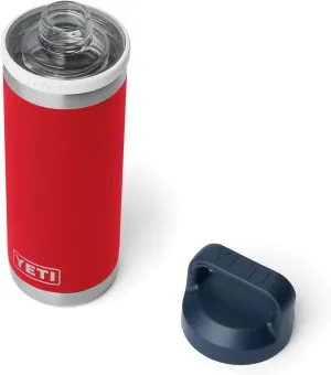 YETI Rambler 18 oz Bottle, Vacuum Insulated, Leakproof, Stainless Steel with Chug Cap, Rescue Red/White/Navy