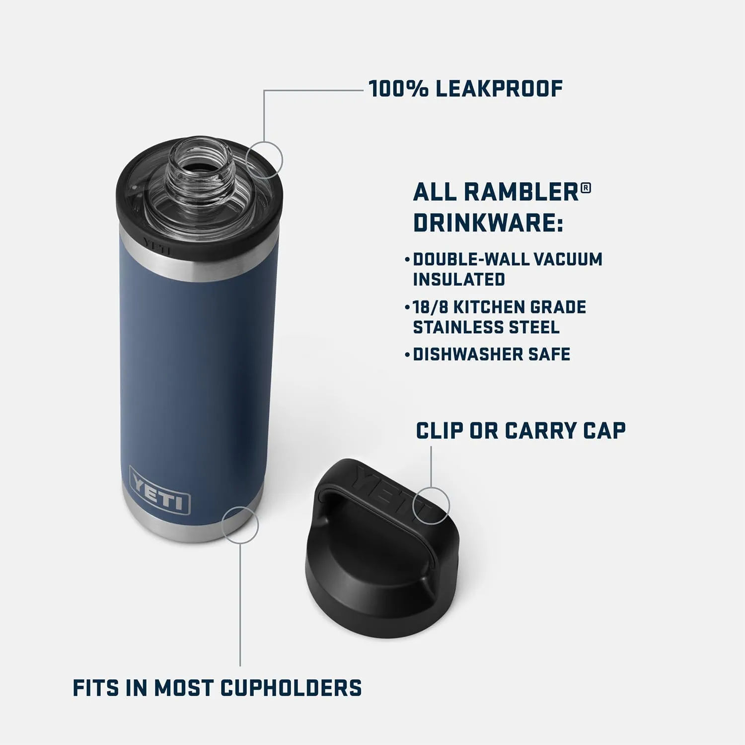 YETI Rambler 18 oz Bottle, Vacuum Insulated, Stainless Steel with Chug Cap, Seafoam