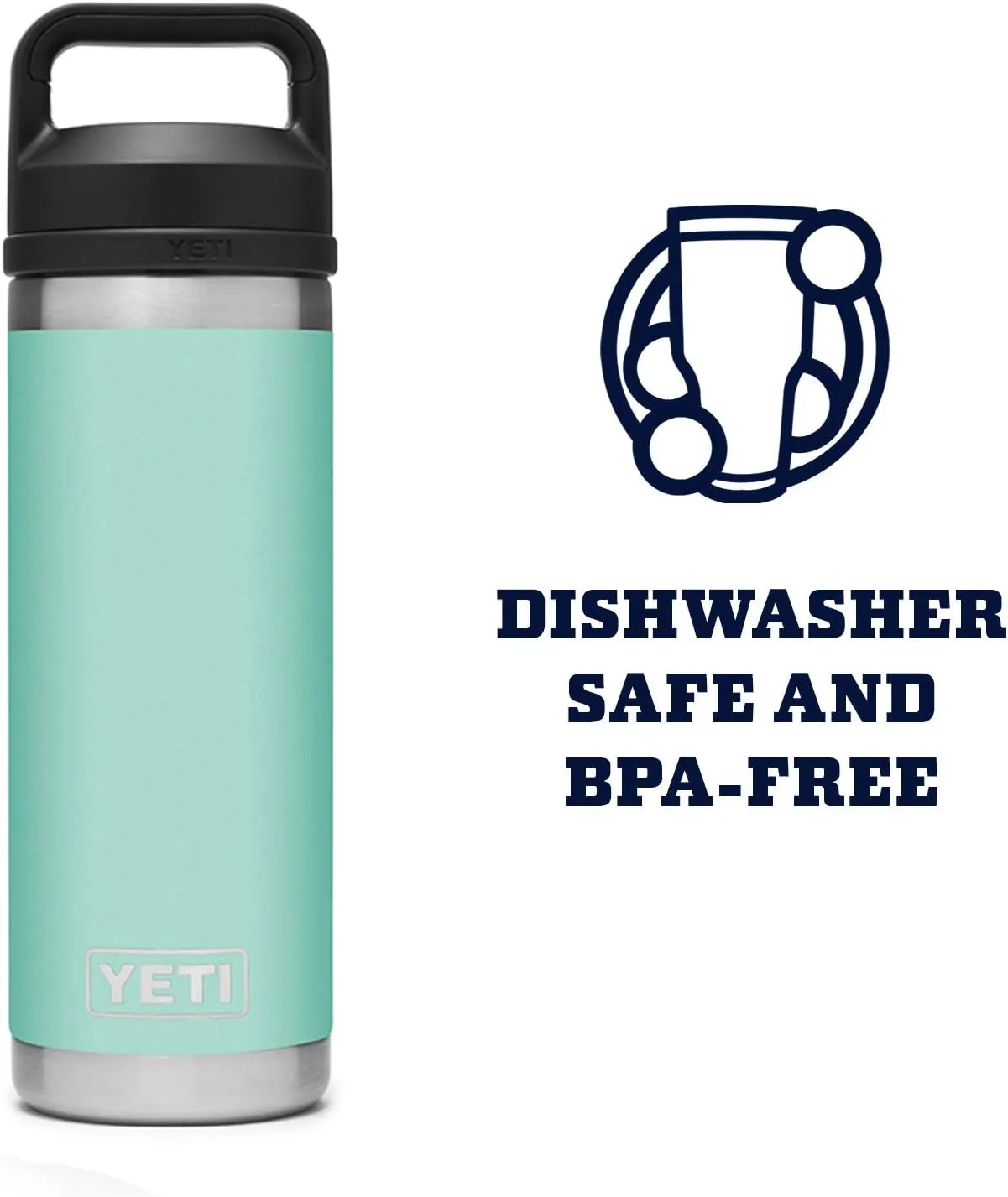 YETI Rambler 18 oz Bottle, Vacuum Insulated, Stainless Steel with Chug Cap, Seafoam