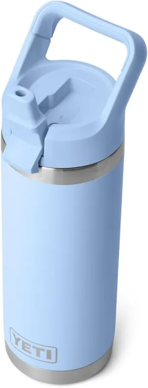 YETI Rambler 18 oz Bottle, Vacuum Insulated, Stainless Steel with Color Matching Straw Cap, Big Sky Blue