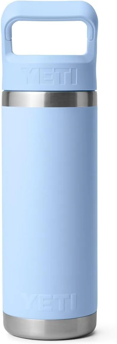 YETI Rambler 18 oz Bottle, Vacuum Insulated, Stainless Steel with Color Matching Straw Cap, Big Sky Blue