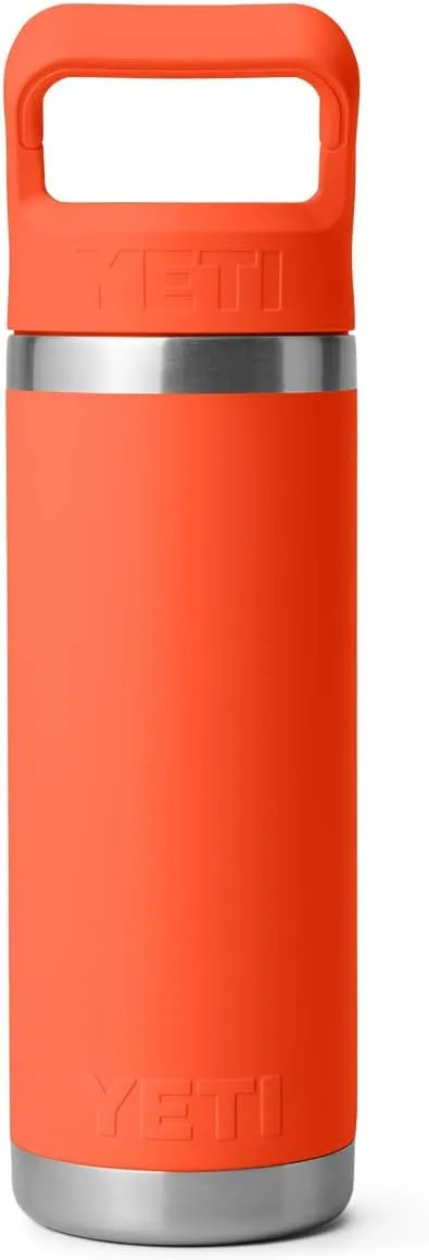YETI Rambler 18 oz Bottle, Vacuum Insulated, Stainless Steel with Straw Cap, Papaya