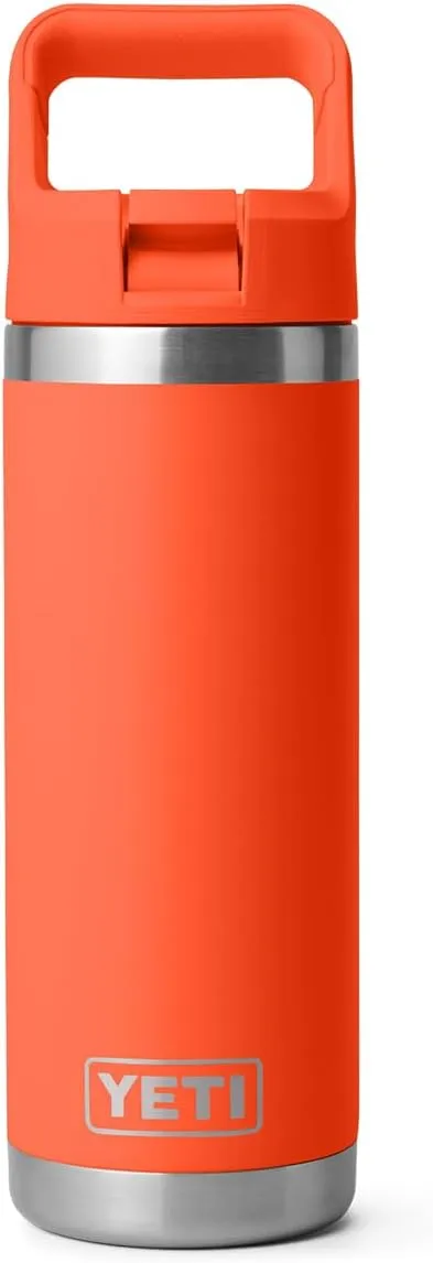 YETI Rambler 18 oz Bottle, Vacuum Insulated, Stainless Steel with Straw Cap, Papaya