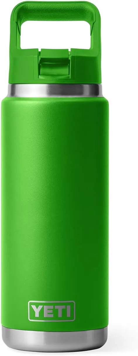 YETI Rambler 26 oz Bottle, Vacuum Insulated, Stainless Steel with Color Matching Straw Cap