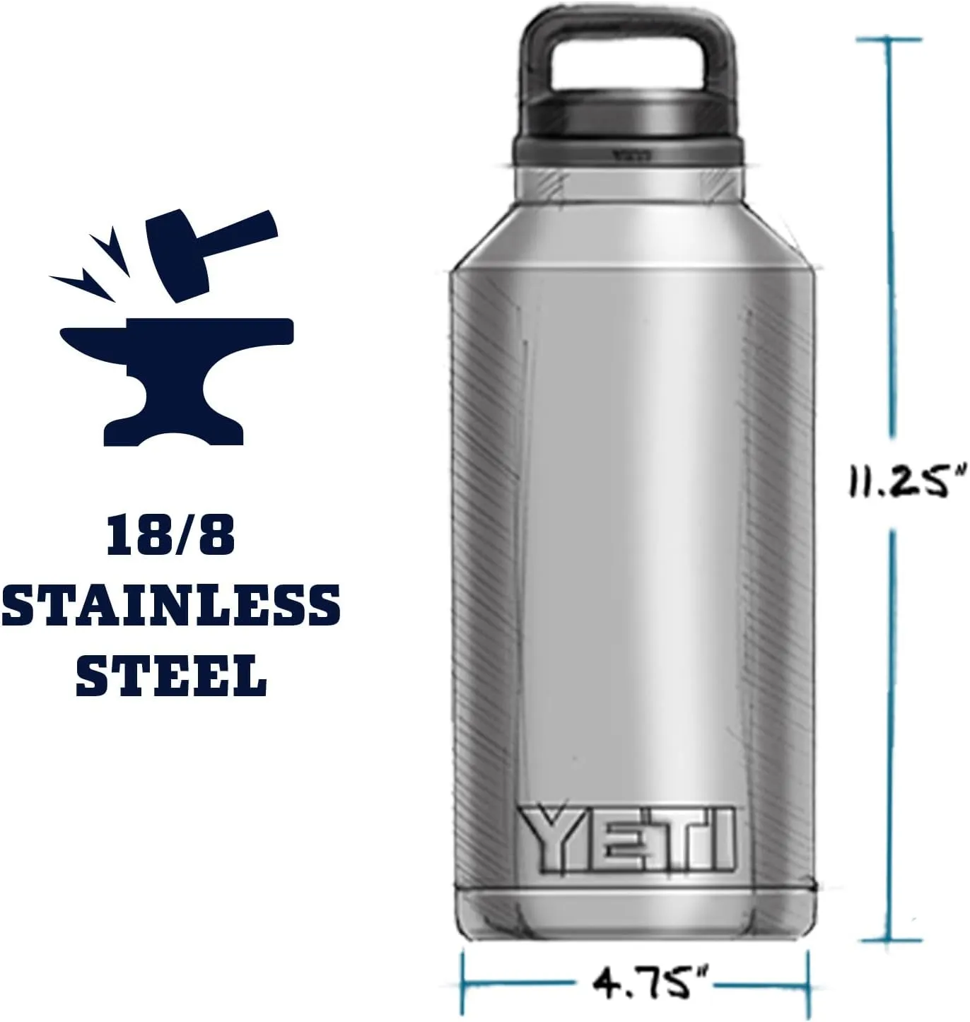 YETI Rambler 64 oz Bottle, Vacuum Insulated, Leakproof, Stainless Steel with Chug Cap, Big Sky Blue