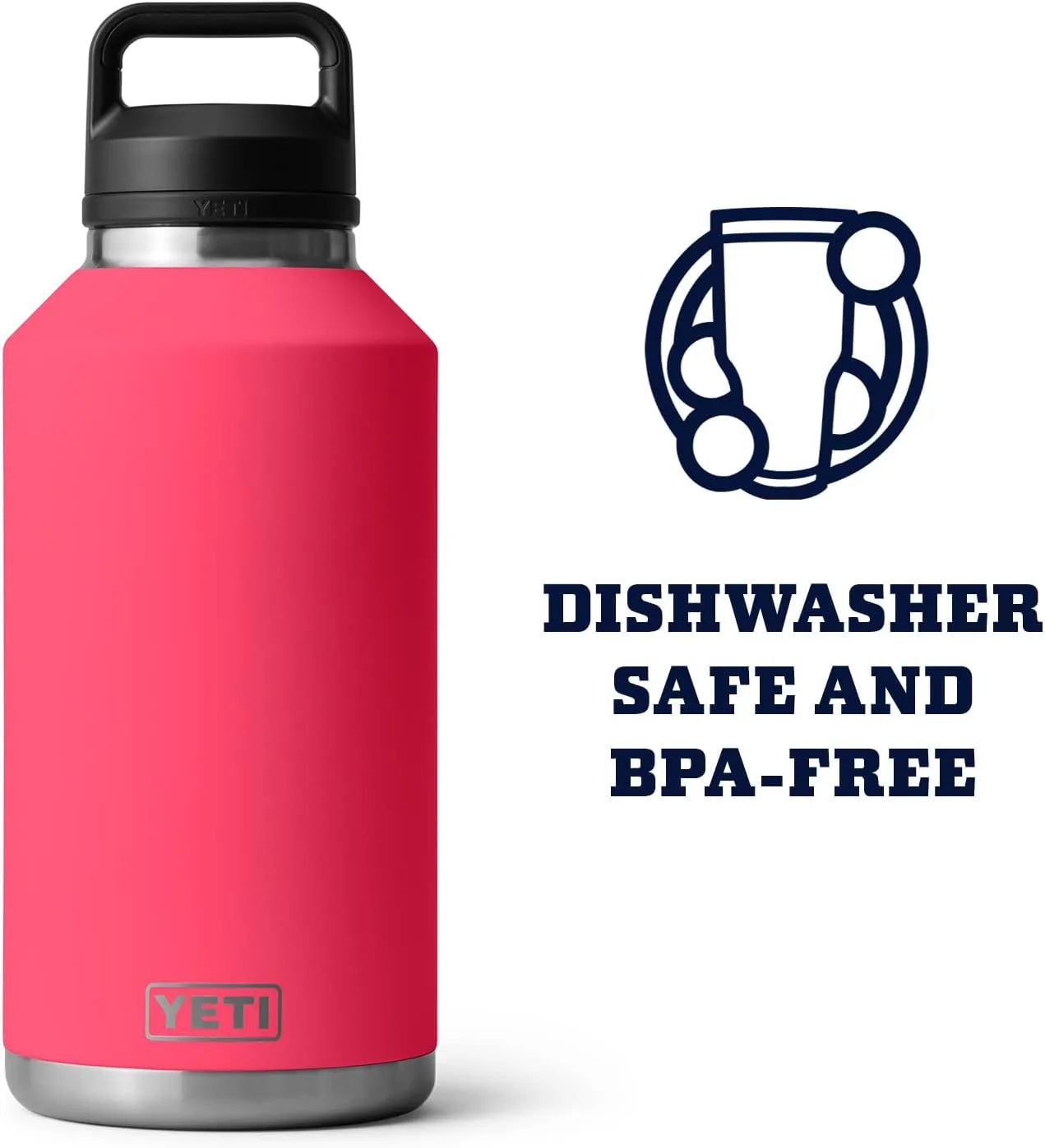 YETI Rambler 64 oz Bottle, Vacuum Insulated, Leakproof, Stainless Steel with Chug Cap, Bimini Pink