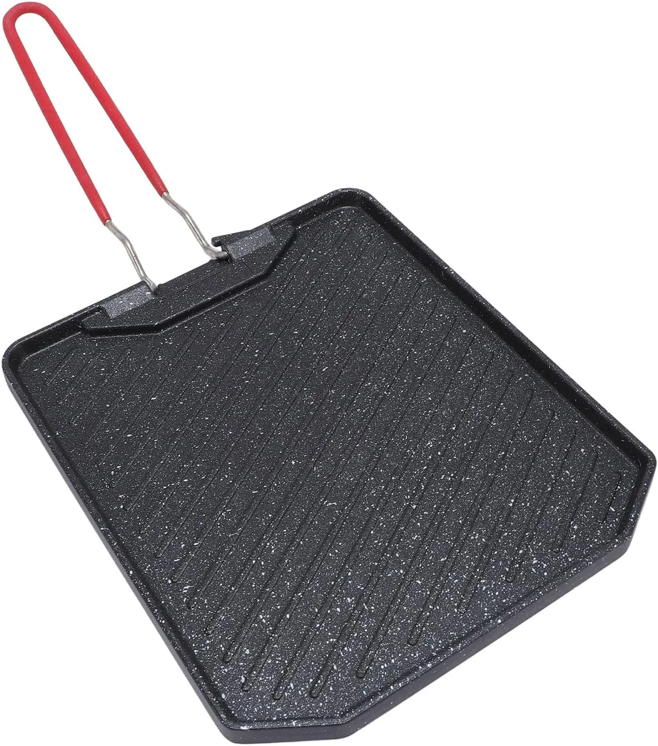 Yosoo Durable Aluminum Alloy Grill Pan Non Stick Camping Griddle Plate with Foldable Handle for Family Kitchens, Lightweight Design (Type 1)