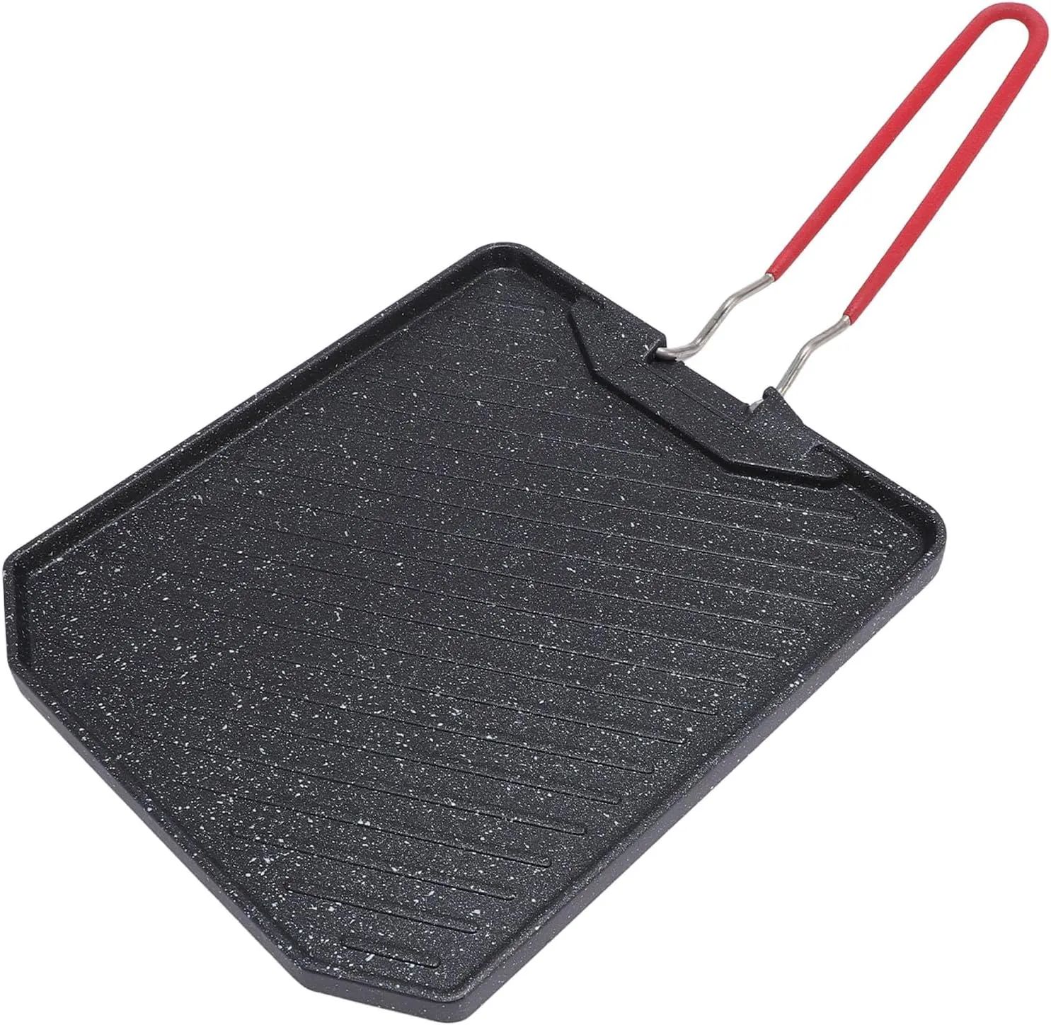Yosoo Durable Aluminum Alloy Grill Pan Non Stick Camping Griddle Plate with Foldable Handle for Family Kitchens, Lightweight Design (Type 1)