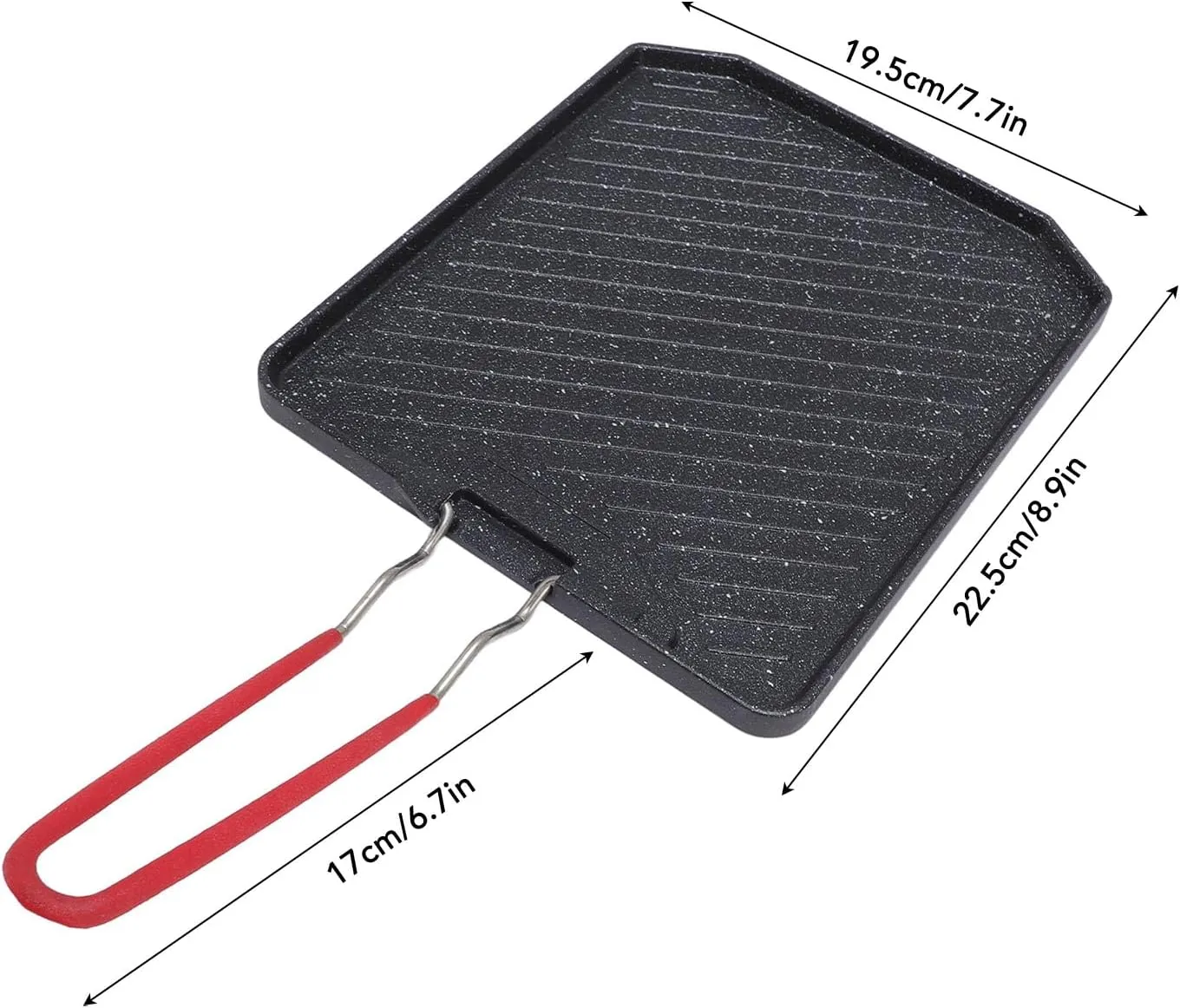 Yosoo Durable Aluminum Alloy Grill Pan Non Stick Camping Griddle Plate with Foldable Handle for Family Kitchens, Lightweight Design (Type 1)