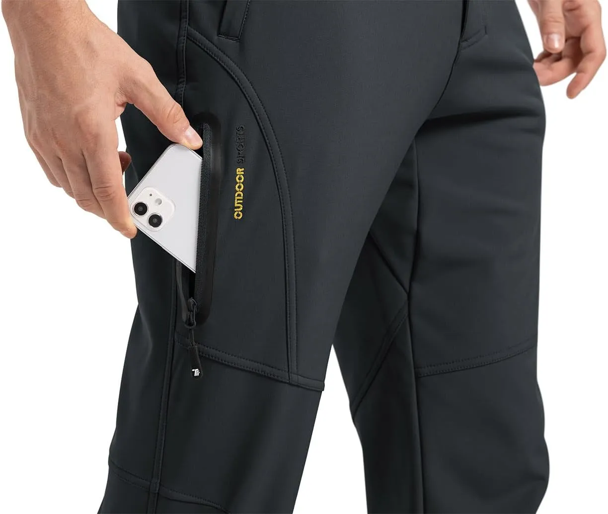 YSENTO Men's Fleece Lined Snow Ski Pants Waterproof Softshell Insulated Winter Cargo Hiking Camping Pants