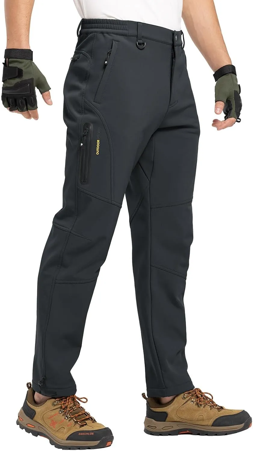 YSENTO Men's Fleece Lined Snow Ski Pants Waterproof Softshell Insulated Winter Cargo Hiking Camping Pants