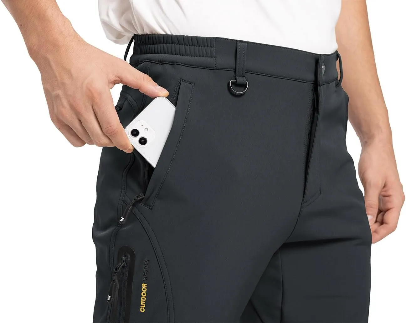 YSENTO Men's Fleece Lined Snow Ski Pants Waterproof Softshell Insulated Winter Cargo Hiking Camping Pants