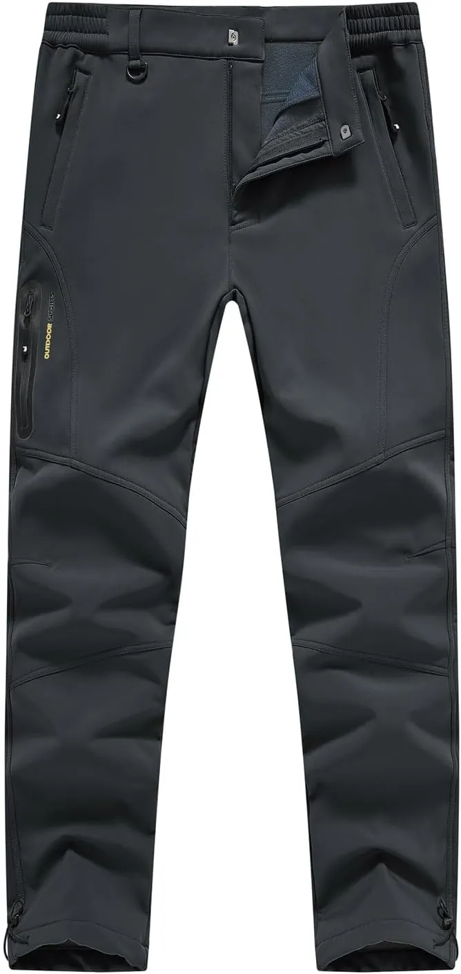 YSENTO Men's Fleece Lined Snow Ski Pants Waterproof Softshell Insulated Winter Cargo Hiking Camping Pants