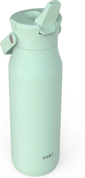 Zak Designs Harmony Water Bottle for Travel or At Home, 32oz Recycled Stainless Steel is Leak-Proof When Closed and Vacuum Insulated with Straw Lid and Carry Handle (Icicle Mint Green)