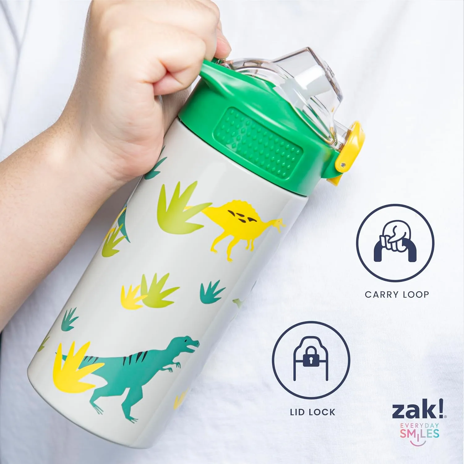 Zak Designs Marvel Spider-Man Sage Kids Water Bottle For School or Travel, 19oz Stainless Steel Water Bottle With Straw, Handle, and Leak-Proof, Pop-Up Spout Cover (Miles Morales)
