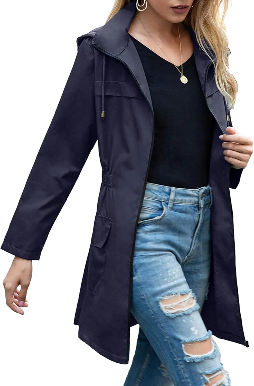 Zando Womens Rain Jackets for Women Waterproof Rain Coats for Women Active Packable Raincoat Windbreaker Jacket with Hood