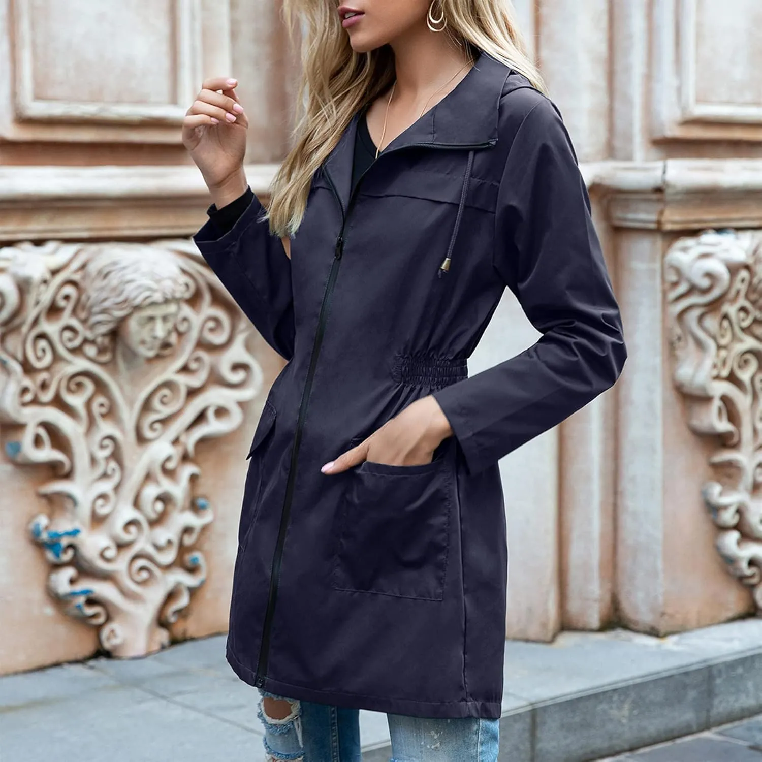 Zando Womens Rain Jackets for Women Waterproof Rain Coats for Women Active Packable Raincoat Windbreaker Jacket with Hood