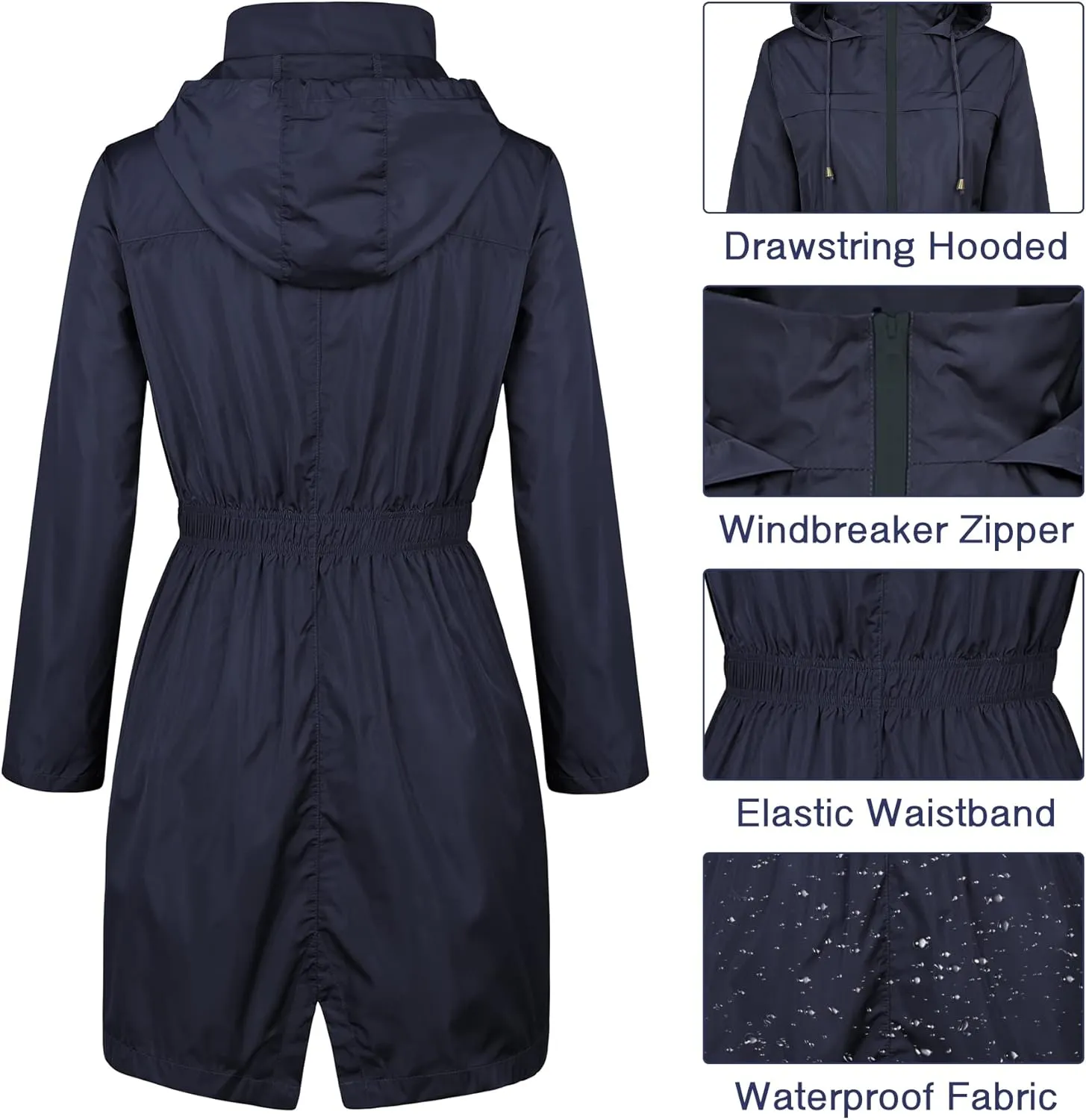 Zando Womens Rain Jackets for Women Waterproof Rain Coats for Women Active Packable Raincoat Windbreaker Jacket with Hood