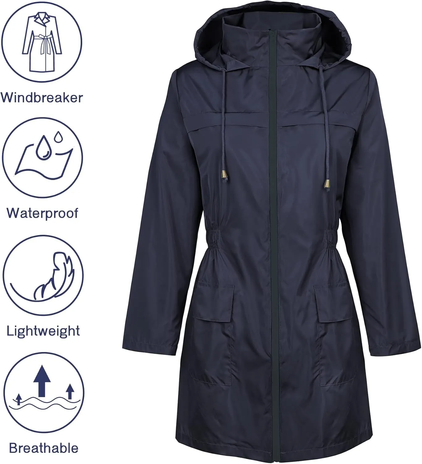 Zando Womens Rain Jackets for Women Waterproof Rain Coats for Women Active Packable Raincoat Windbreaker Jacket with Hood