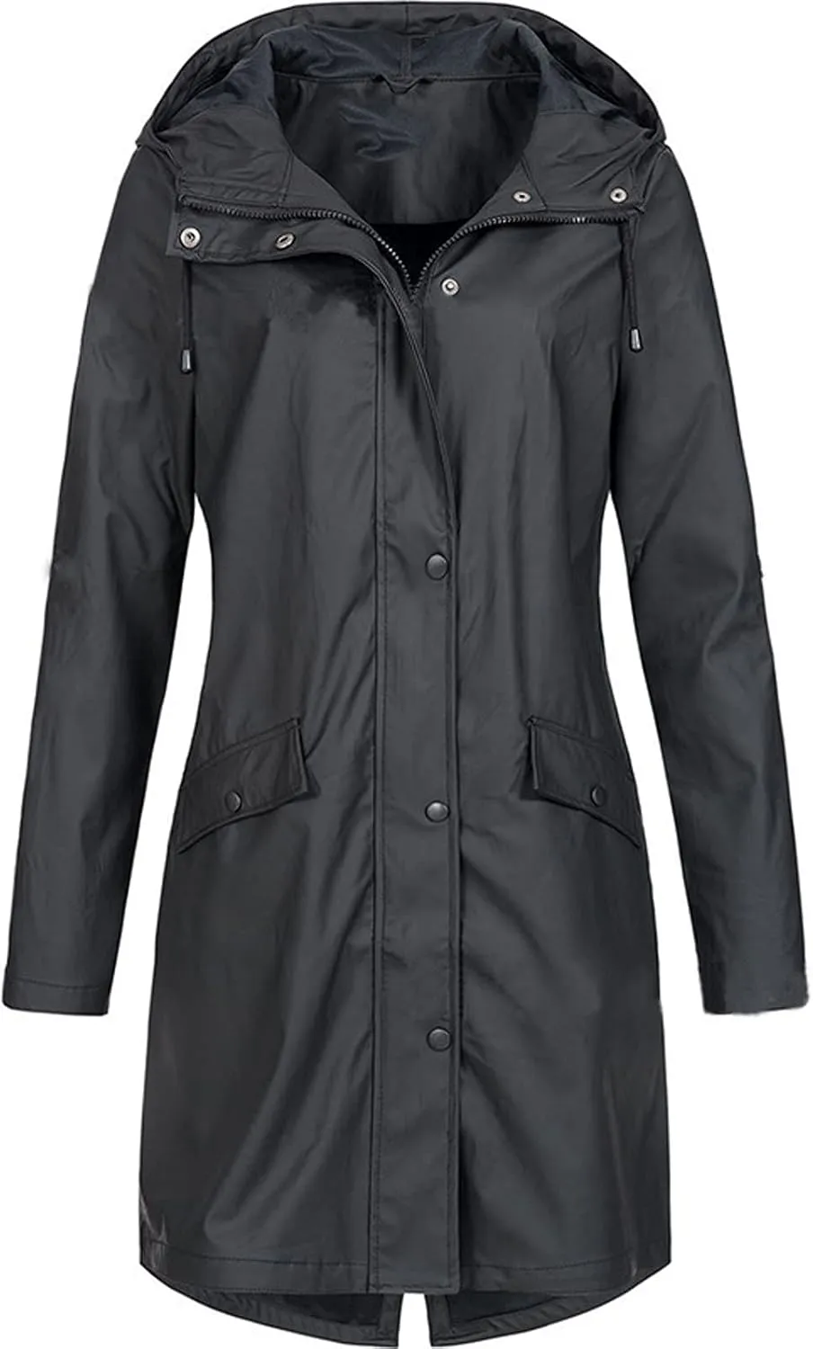 ZEFOTIM Raincoat for Women with Hood Waterproof Light Weight Casual Raincoat with Pockets Zip Up Hiking Jackets Clothes