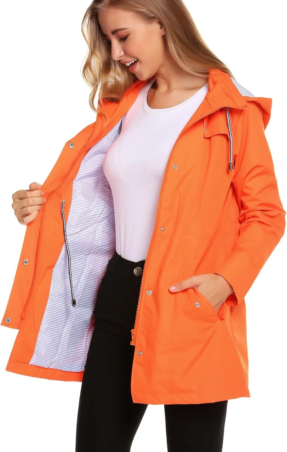 ZHENWEI Womens Lightweight Hooded Waterproof Active Outdoor Rain Jacket S-XXL