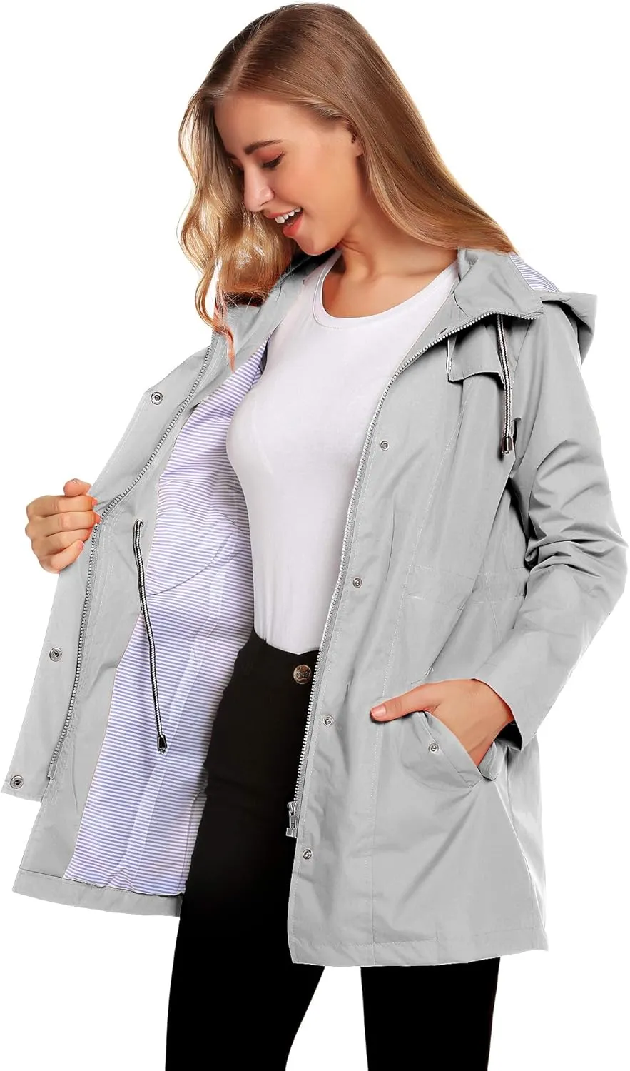 ZHENWEI Womens Lightweight Hooded Waterproof Active Outdoor Rain Jacket S-XXL