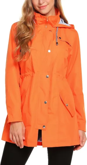 ZHENWEI Womens Lightweight Hooded Waterproof Active Outdoor Rain Jacket S-XXL