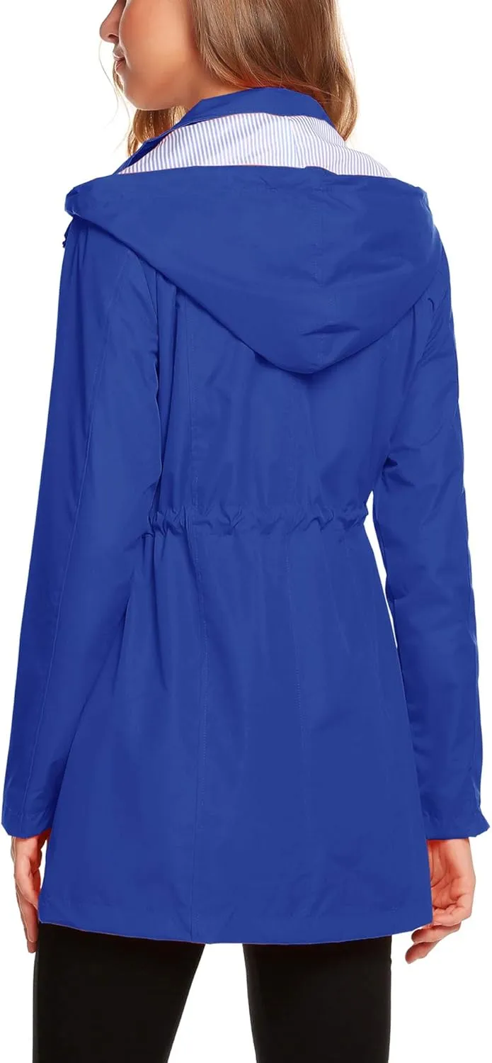 ZHENWEI Womens Lightweight Hooded Waterproof Active Outdoor Rain Jacket S-XXL