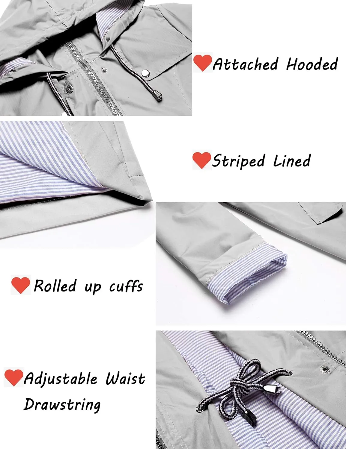 ZHENWEI Womens Lightweight Hooded Waterproof Active Outdoor Rain Jacket S-XXL
