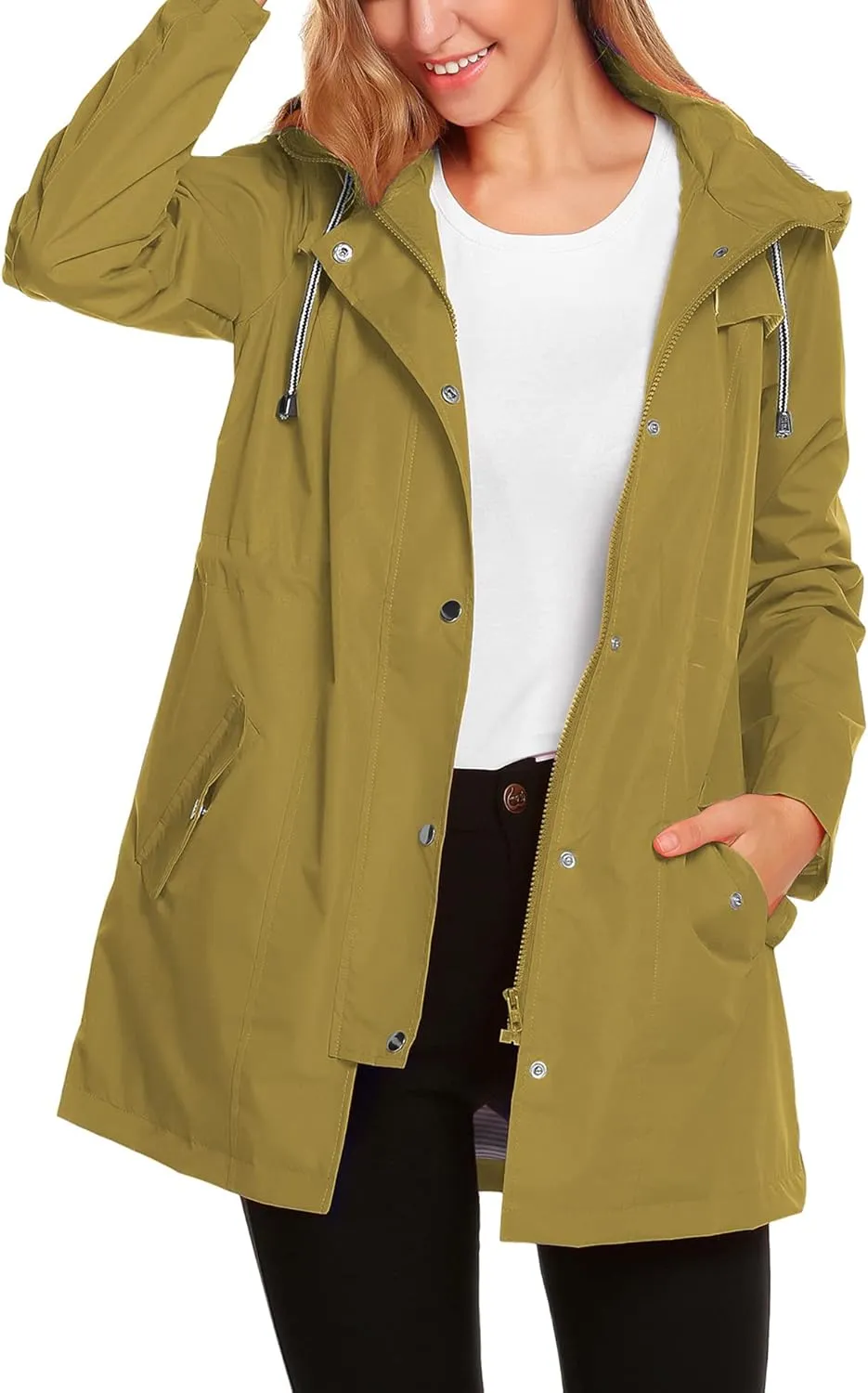 ZHENWEI Womens Lightweight Hooded Waterproof Active Outdoor Rain Jacket S-XXL