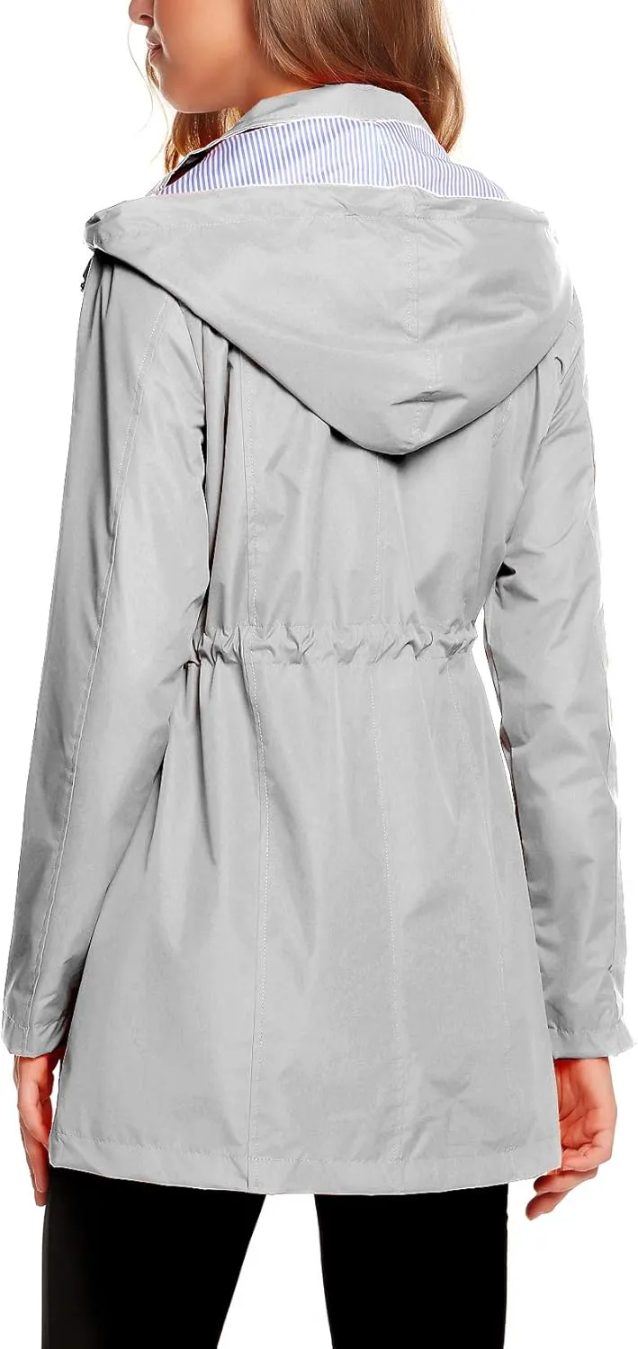 ZHENWEI Womens Lightweight Hooded Waterproof Active Outdoor Rain Jacket S-XXL