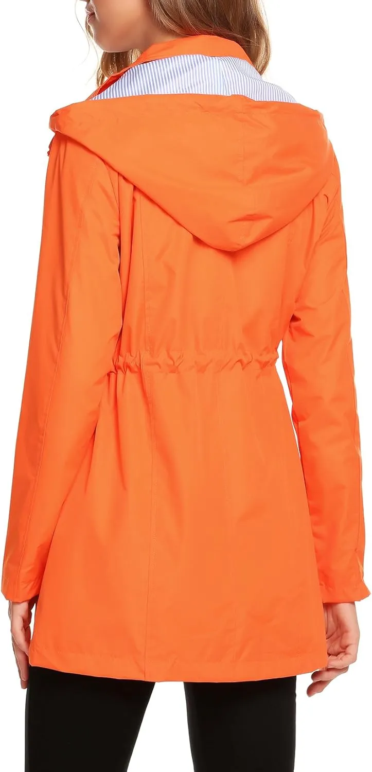 ZHENWEI Womens Lightweight Hooded Waterproof Active Outdoor Rain Jacket S-XXL