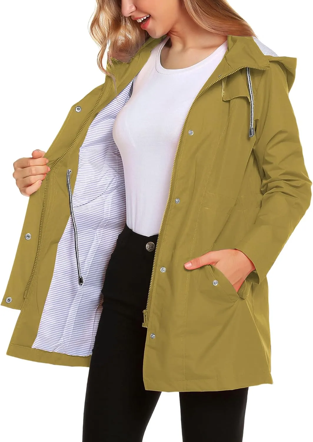 ZHENWEI Womens Lightweight Hooded Waterproof Active Outdoor Rain Jacket S-XXL